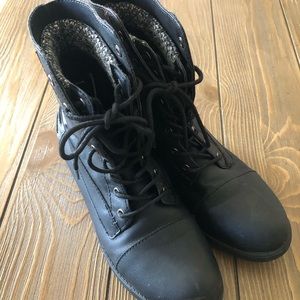 Rampage Black Lace up Boots